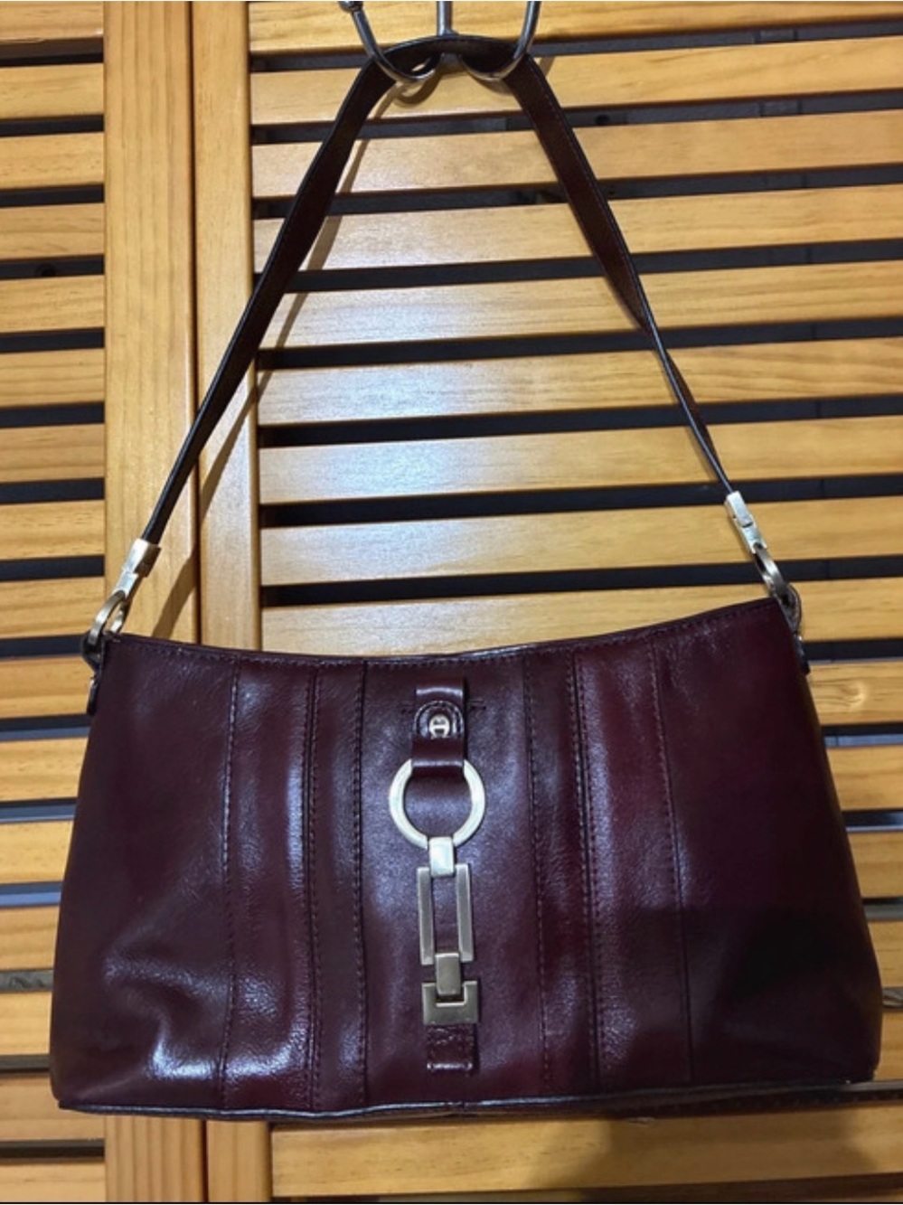 Etienne Aigner Vintage Burgundy Leather Shoulder Bag with gold Hardware